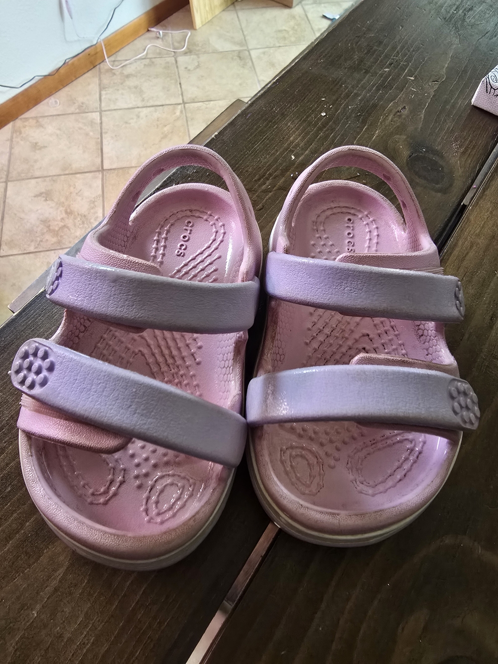CROCS Kids Pink and Lavender Dual-Strap Sandals